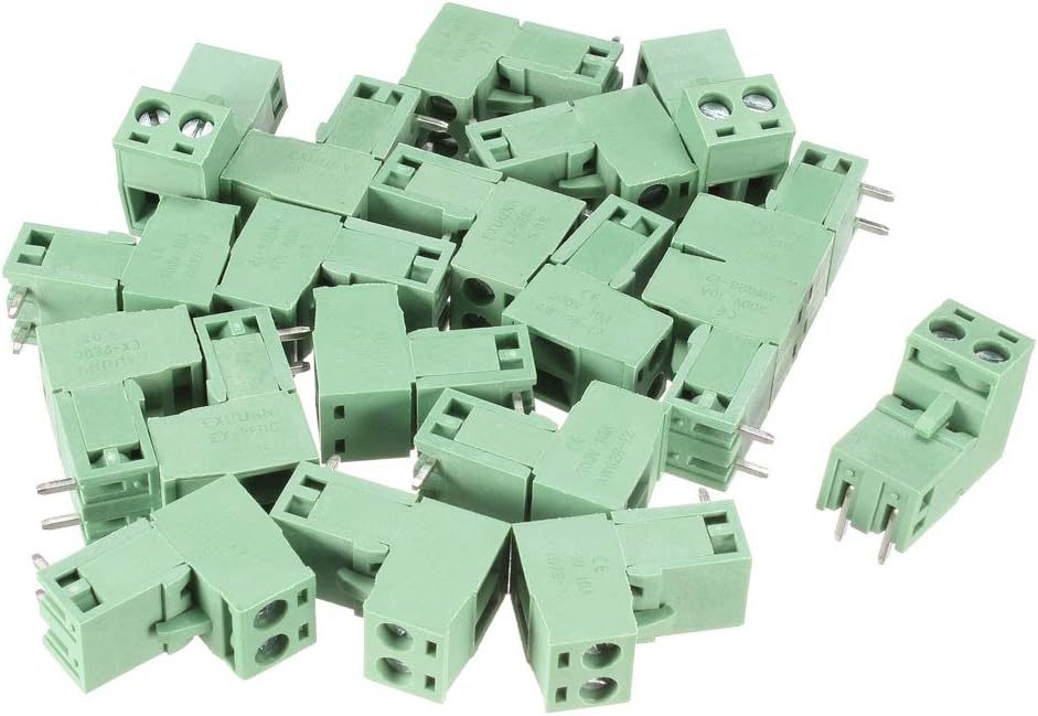 20 Pcs 5.08mm 2P Right Angle Pluggable Screw Terminal Block 300V 10A