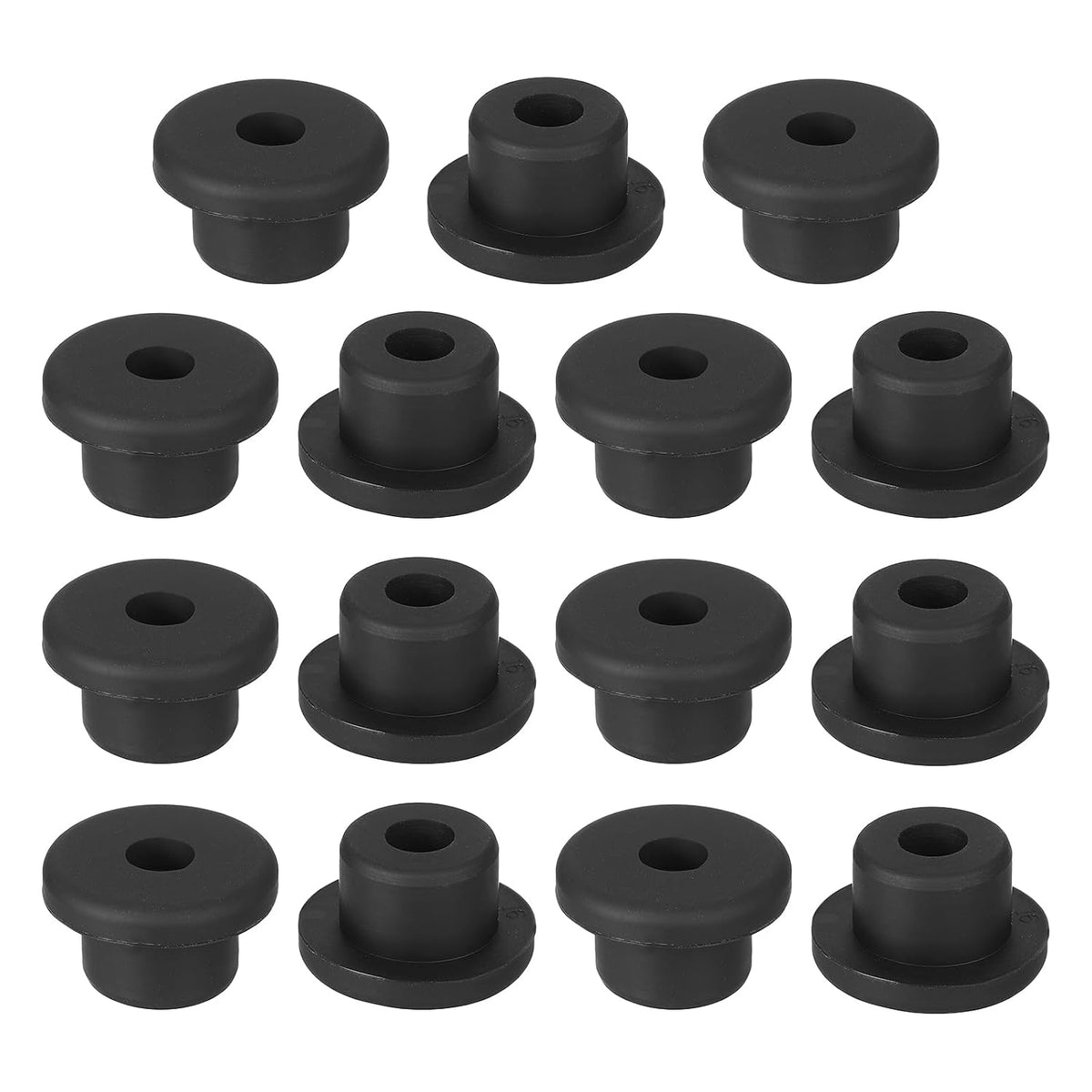 15Pcs 2/7" ID, 5/8" Drill Hole Rubber Grommets, Top Hat Grommets Firewall Hole Plug Fit 7mm Wire for Vinyl Tubing in Hydroponic Irrigation Systems, Black