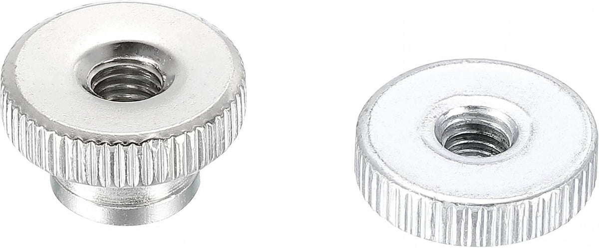 Knurled Thumb Nuts, M5 Round Knobs with Nickel Plating and Female Threaded Thin Type, Blue Zinc Plating, 20 in 1Set