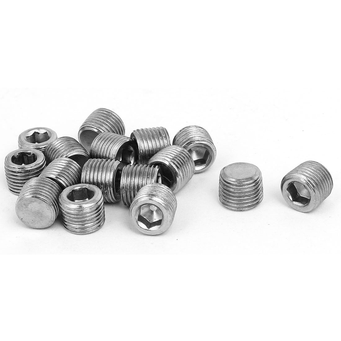 1/8-inch Metal Hex Socket Set Flat Point Grub Screws Silver Tone for Towel Rack Door Knob 16pcs