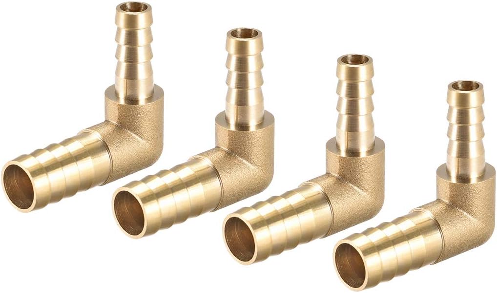 12mm to 8mm Barb Brass Hose Fitting 90 Degree Elbow Pipe Connector Coupler 4pcs