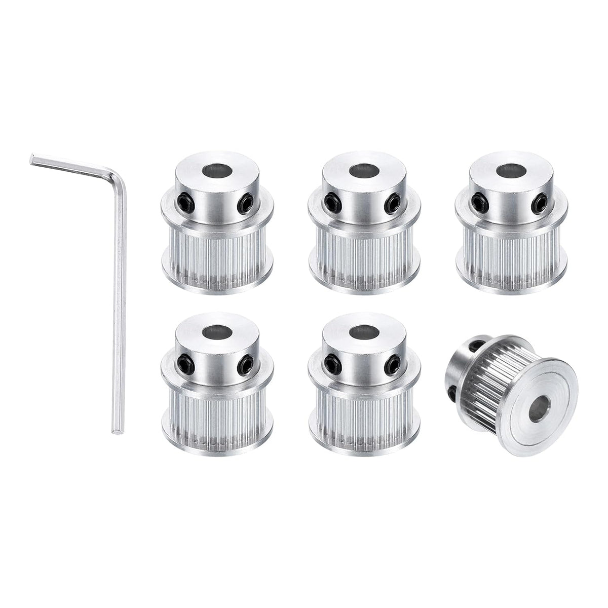 6pcs GT-2 30T Pulley Synchronous Wheel 5mm Bore, Aluminum Timing Pulley 30 Teeth, Fit Width 10mm Timing Belt for 3D Printer CNC Machine (with A Wrench)