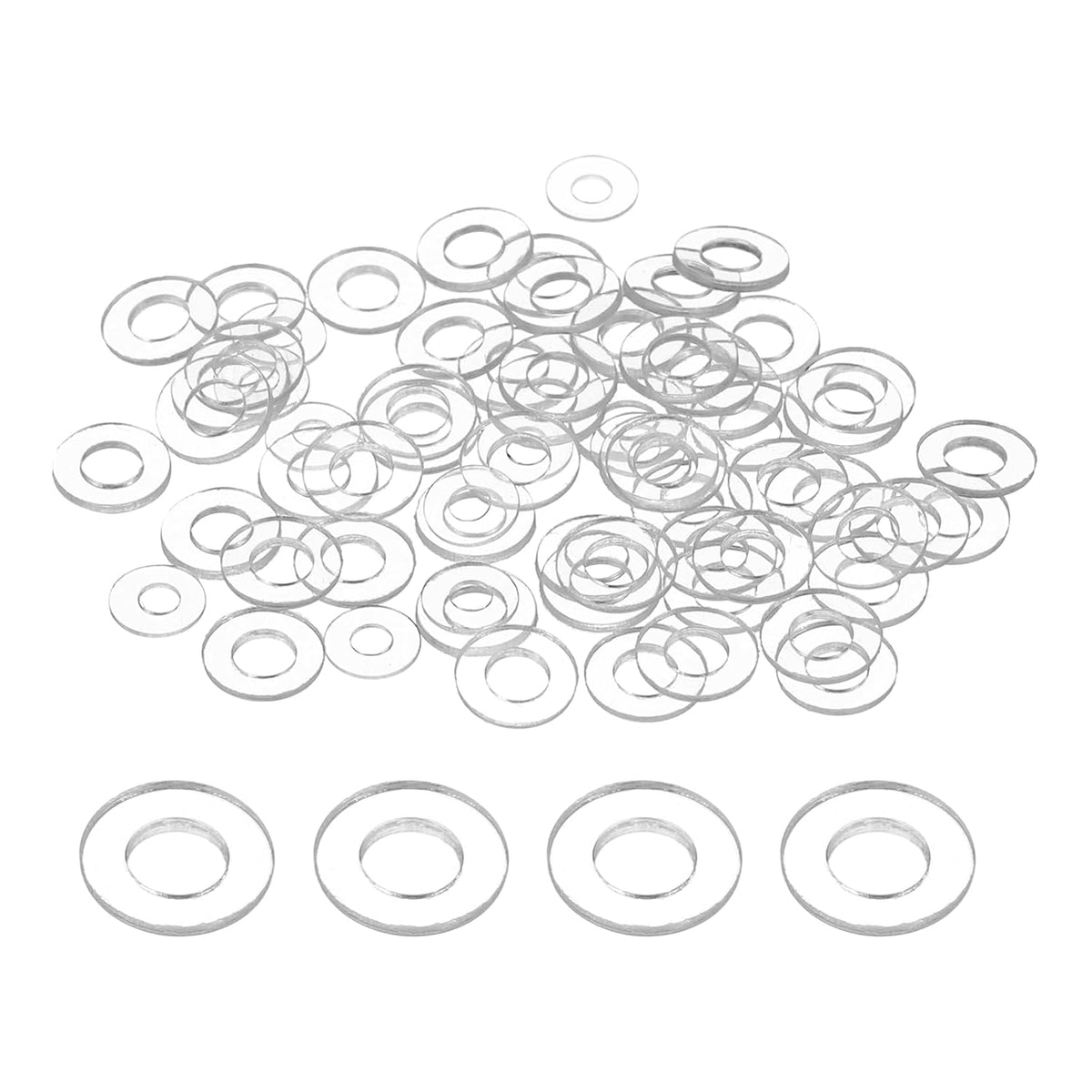 80Pcs M2.5 PVC Clear Flat Washers 2.5mm ID 5mm OD 0.3mm Thick Glass Washer Shower Door Gasket for Shower Door Handle Towel Bars, Transparent