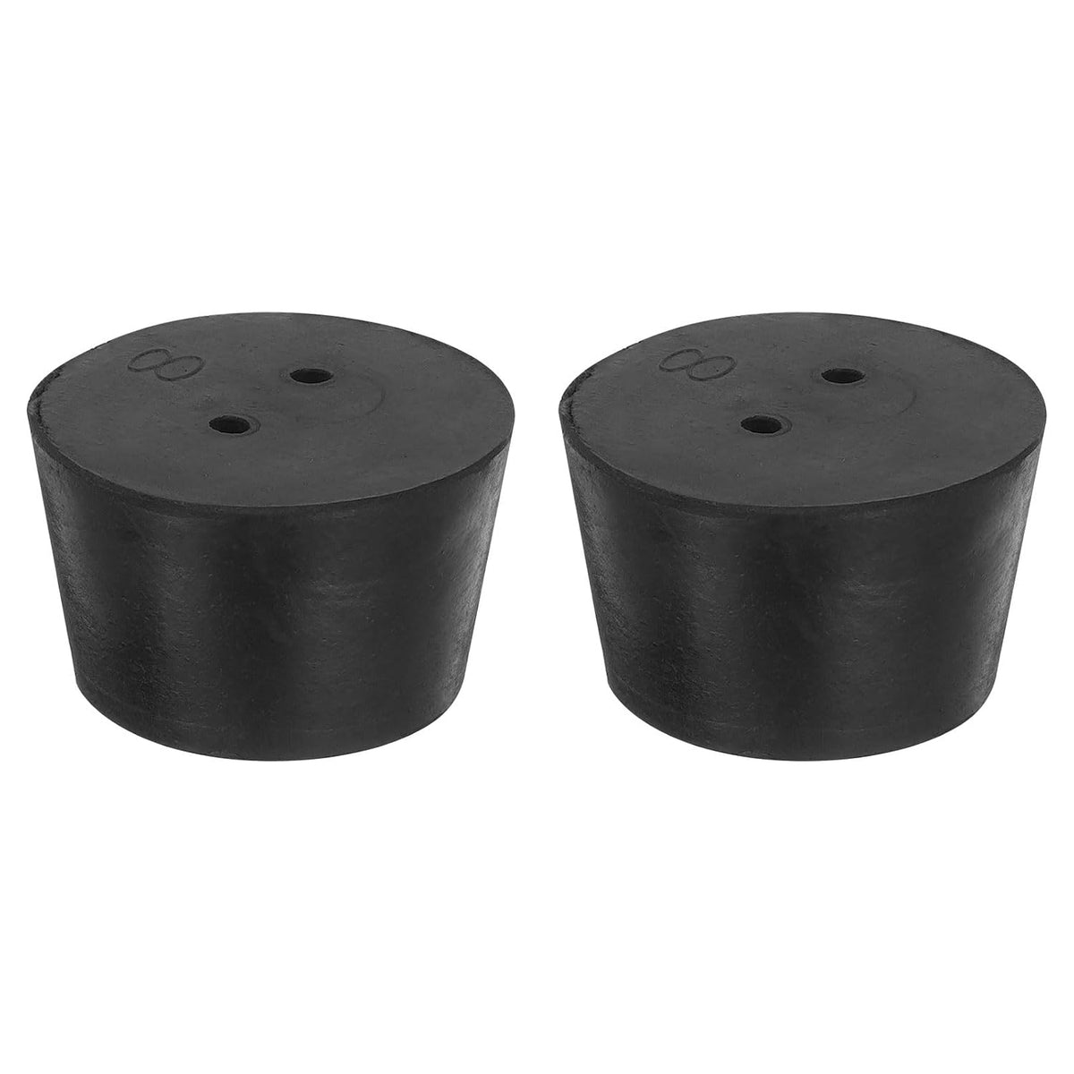 2 Pcs 2-Hole Rubber Stopper, Tapered Lab Seal Tube Stopper Plug for Test Tube Flasks Glass Containers Industry and Laboratories, 41x33x25mm Black