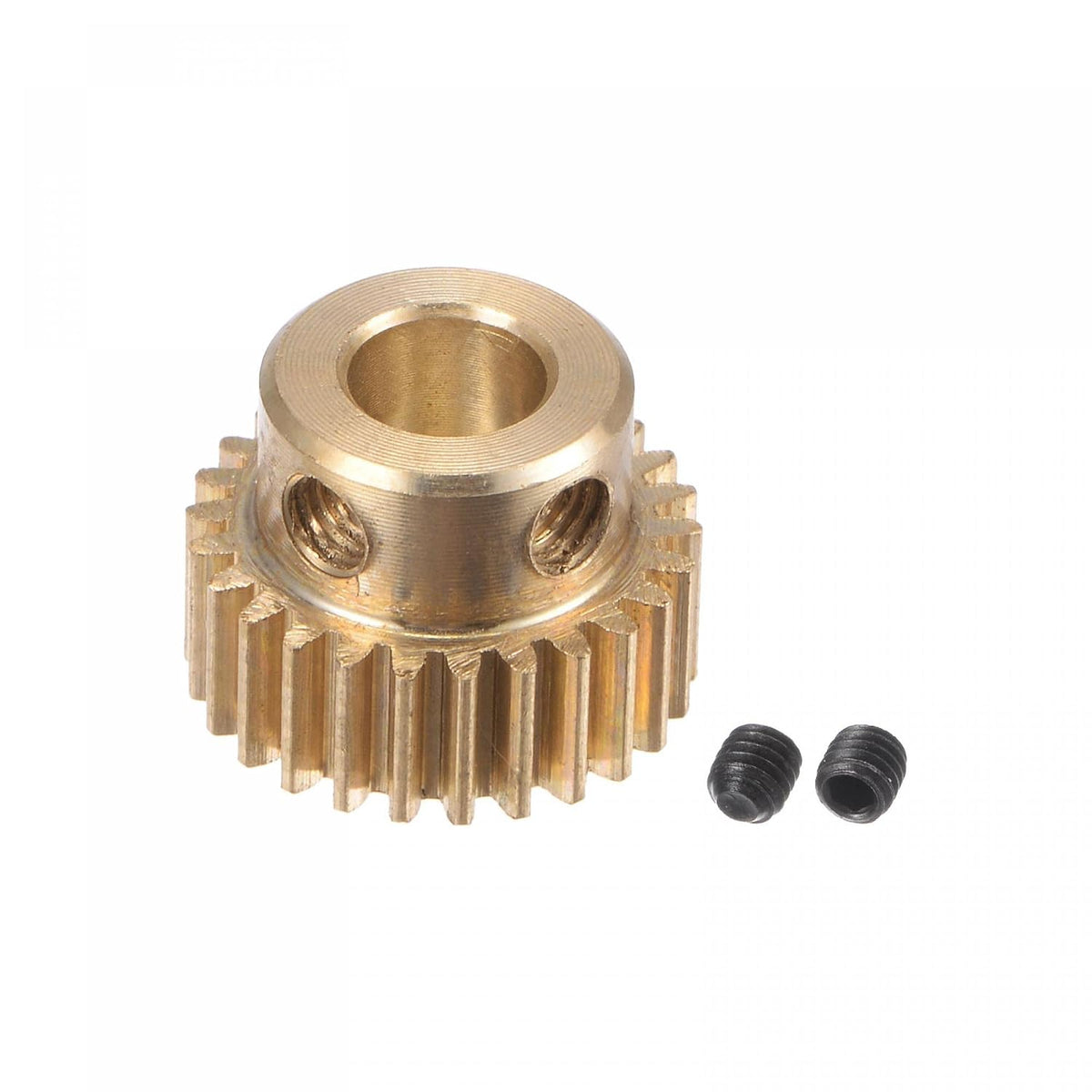 Pinion Gear Set, Brass Motor Rack Straight Spur Gear with Step, 0.5 Mod 26T 5mm Bore 14mm Outer Dia, M3 Set Screws Included