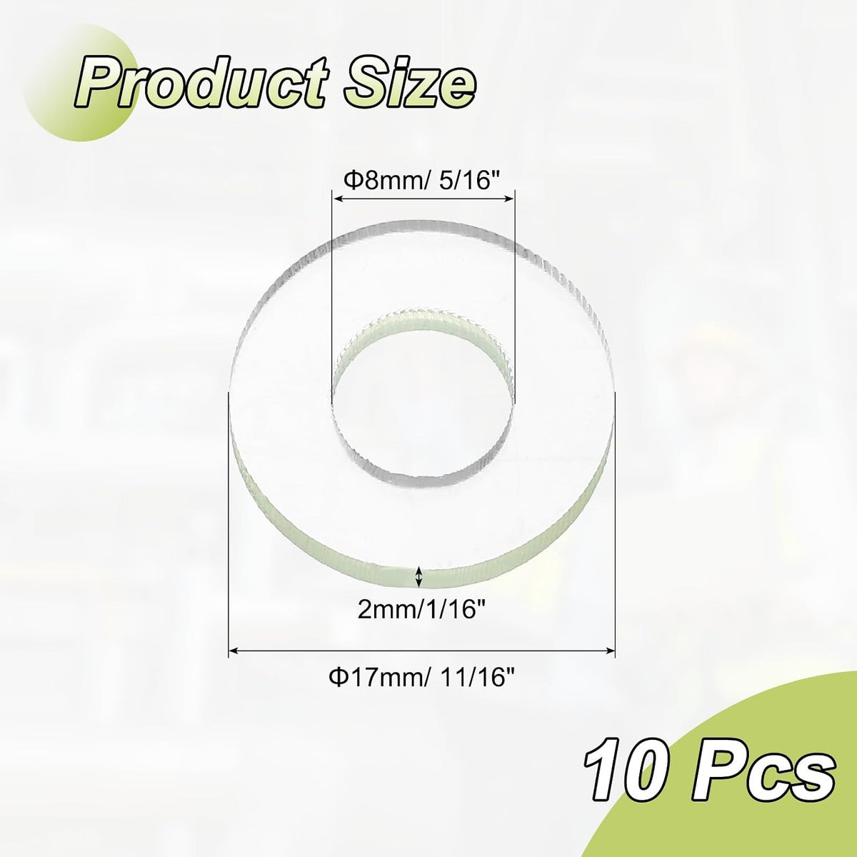 10Pcs PU Flat Washers, 17mm OD 8mm ID 2mm Thick Round Polyurethane Flange Sealing Gasket Spacer for Industrial Electrical Appliance Pipe
