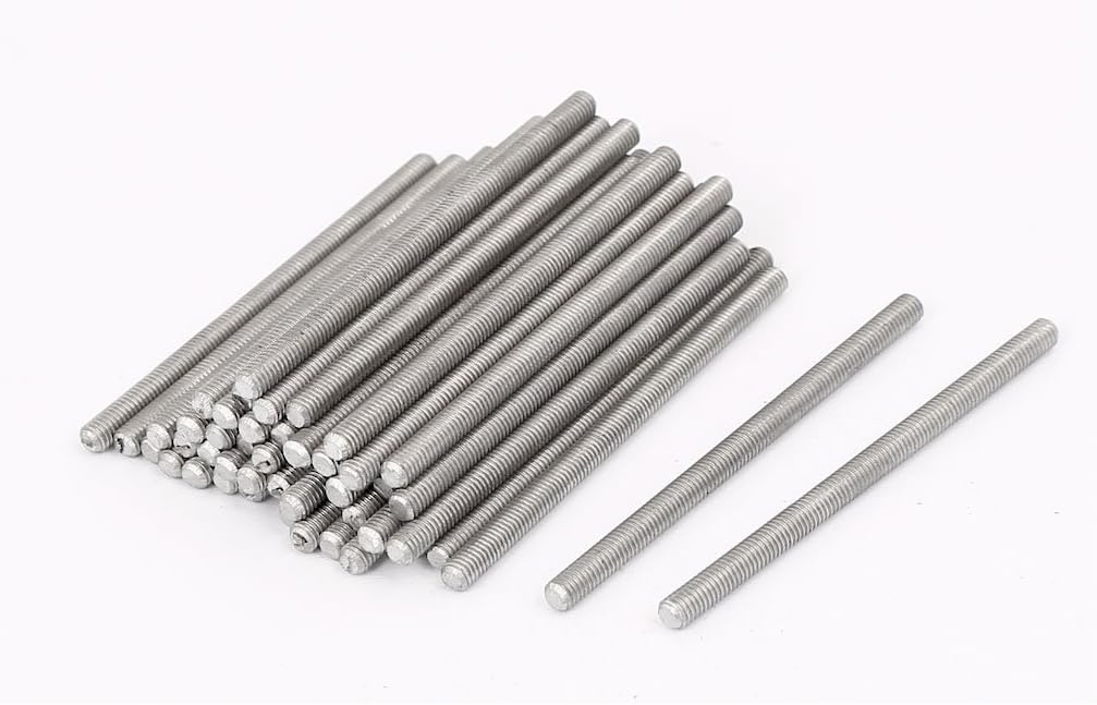 M3 x 50mm 0.5mm Pitch 304 Stainless Steel Fully Threaded Rods Fasteners 50 Pcs