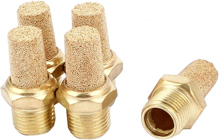 1/8PT Male Thread Pneumatic Muffler Silencer Filter Exhaust Brass 5pcs
