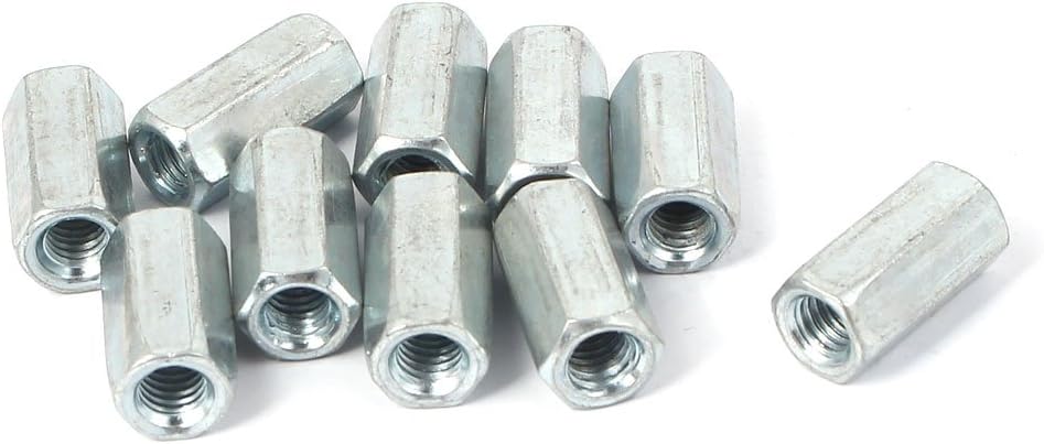 M6 Female Thread Straight Hex Rod Coupling Connector Nuts 10 Pcs