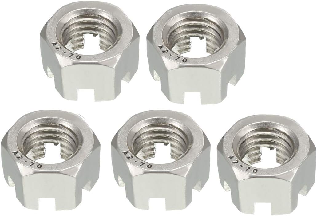 M18 x 2.5mm Pitch 304 Stainless Steel Slotted Hex Nuts, Pack of 5