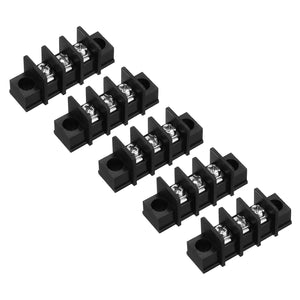5 Pcs 3 Positions Terminal Block 300V 25A 9.5mm Pitch Single Rows 3 Circuits DIN Row Screw Terminals Strip
