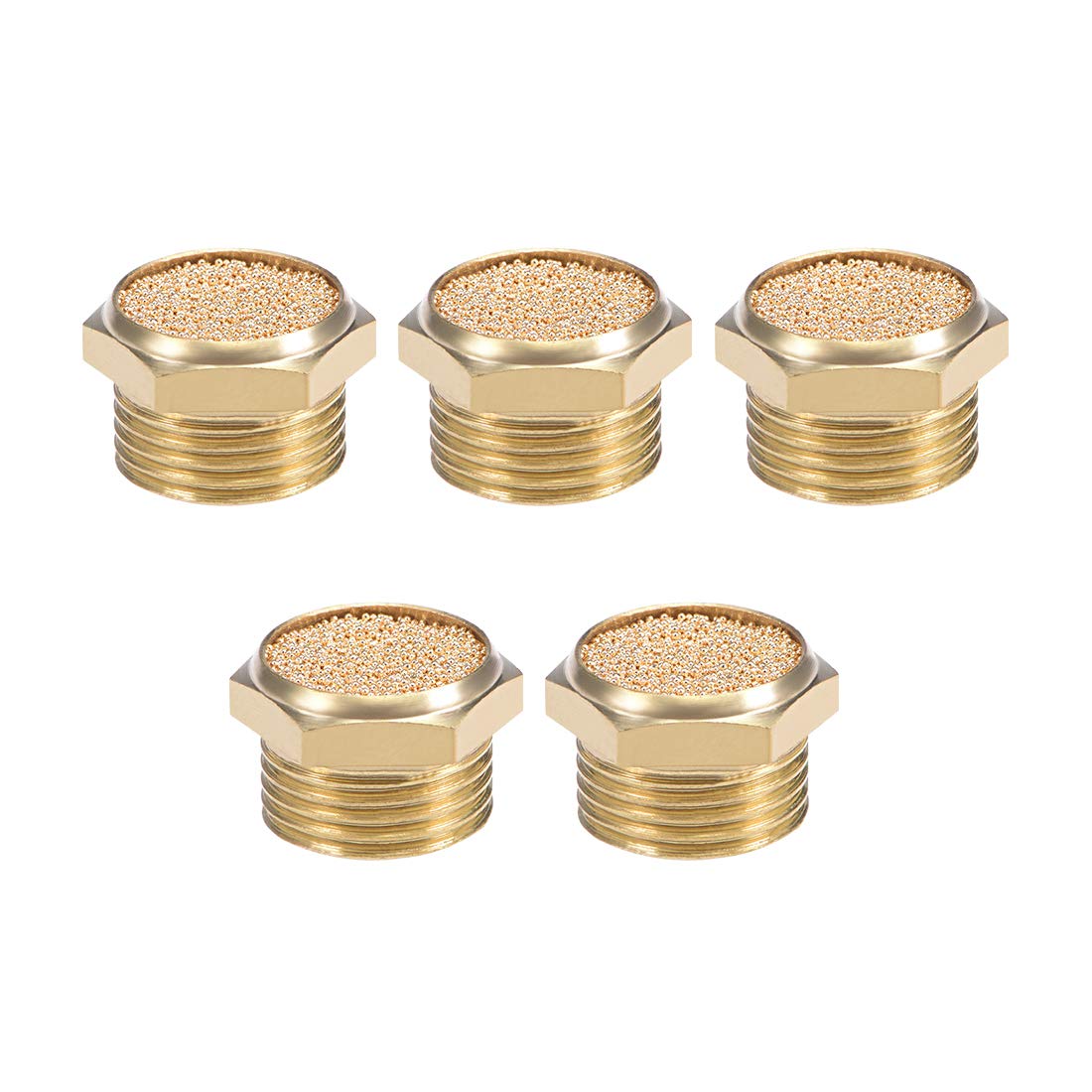 3/8 PT Sintered Bronze Exhaust Muffler with Brass Body Flat 5pcs