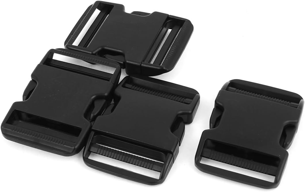 LinkMejor Plastic Luggage Side Quick Release Buckle 50mm Band 4pcs Black