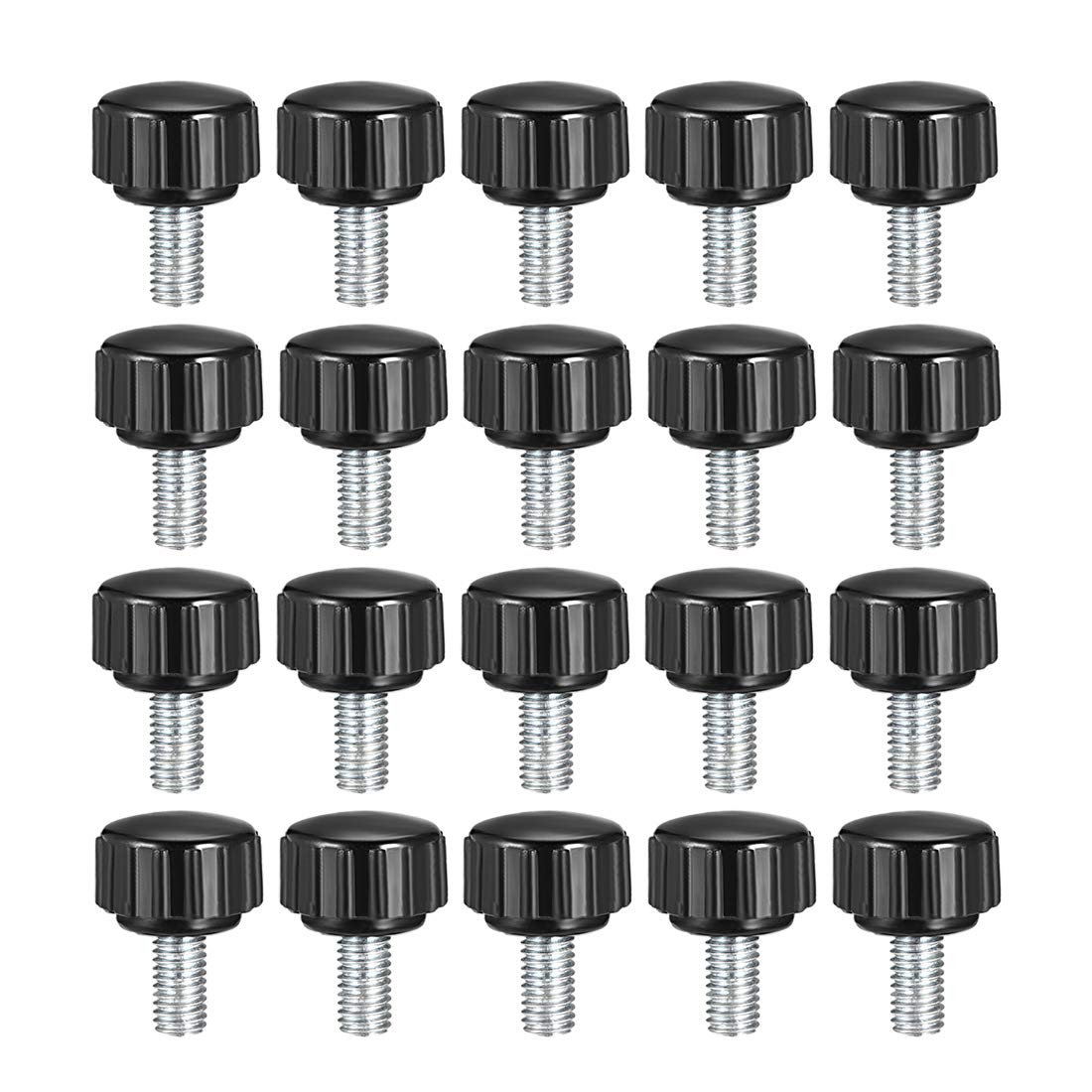M5 x 10mm Metric Male Thread Knurled Clamping Knobs Grip Thumb Screw on Type Plastic Threaded Hand Bolt Knobs Black 20 Pcs