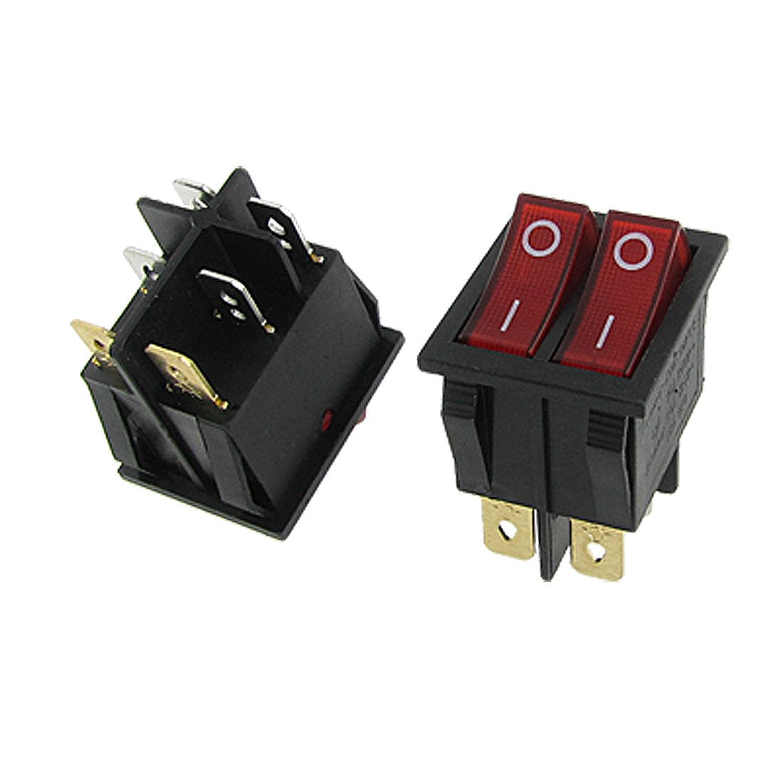 a11122900ux0143 Double Red Light Illuminated 6 Pin SPST ON/Off Snap in Boat Rocker Switch, 2 Piece