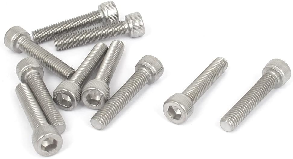 M6x30mm 304 Stainless Steel Hex Key Bolt Socket Head Cap Screws 1mm Thread Pitch 10pcs