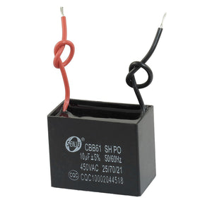 a12122700ux0167 CBB61 10uF AC 450V Rectangle 2-Wire Non Polar Motor Run Capacitor