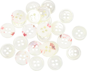 25 Pcs Natural Shell Buttons, 4 Hole Mother of Pearl Buttons 11.5mm Sewing Craft Buttons for Shirt Sewing DIY Crafts Decoration, White/Red