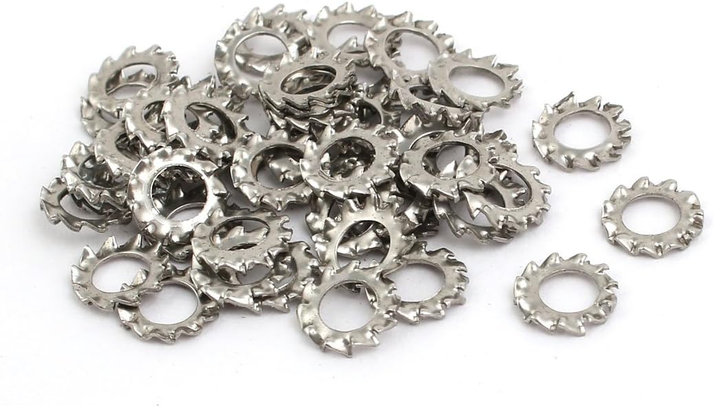 4mm Inner Dia 304 Stainless Steel External Tooth Lock Washer Silver Tone 50pcs