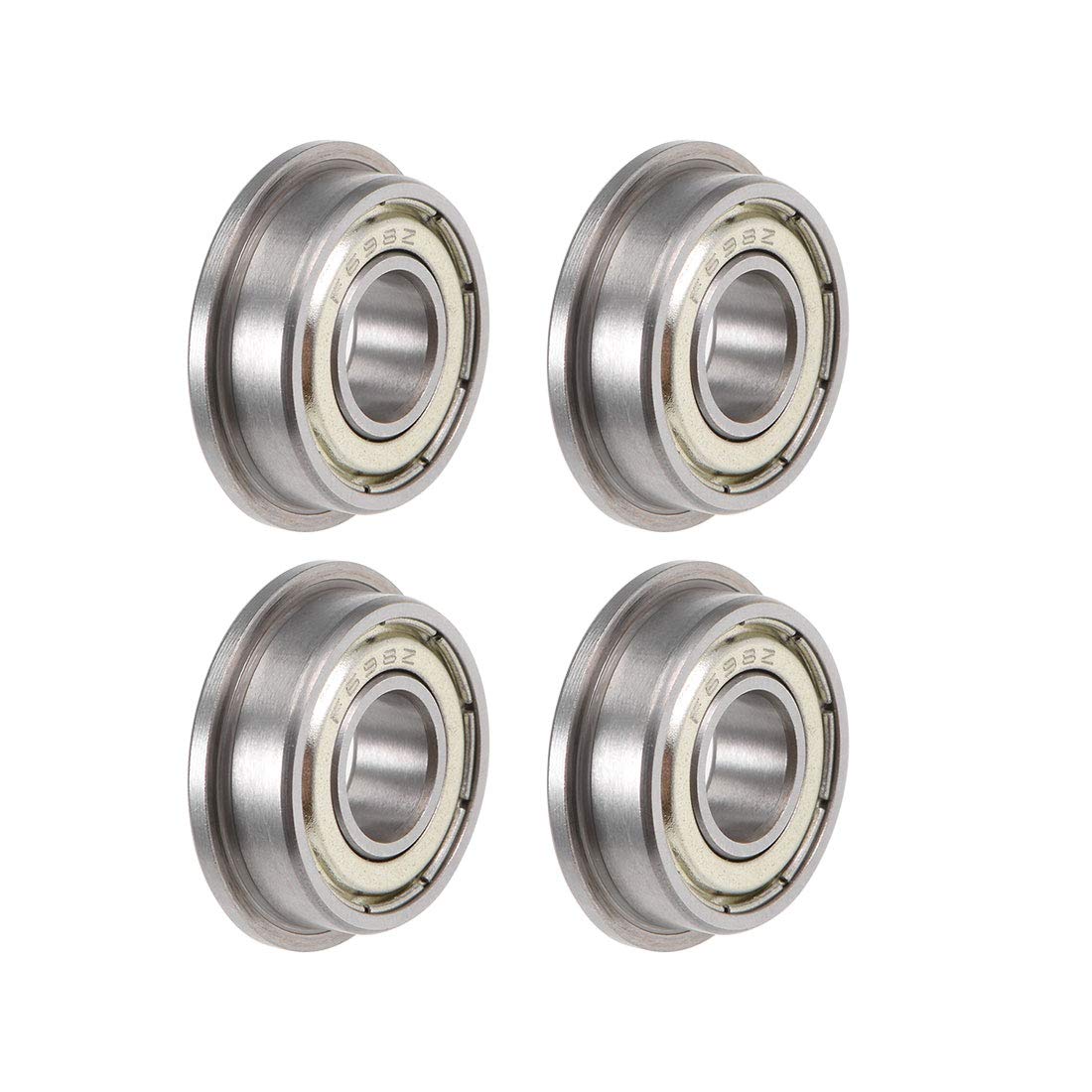 F698ZZ Flanged Ball Bearing 8x19x6mm Shielded Chrome Steel Flange Rip Bearings 4pcs