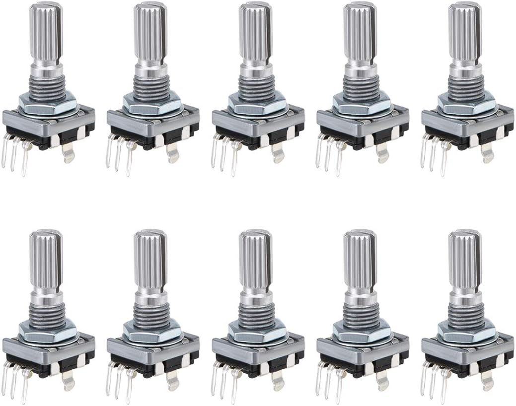 360 Degree Rotary Encoder Code Switch Digital Potentiometer 3 Pins 14mm Shaft 10pcs