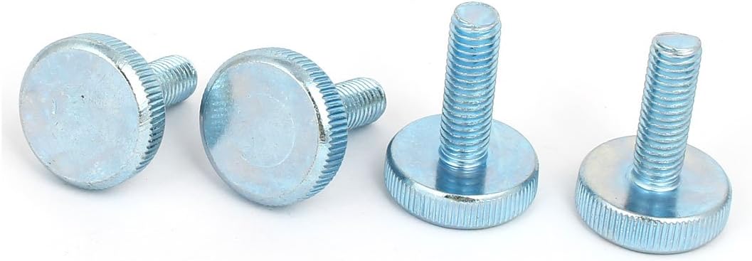 M8x25mm Knurled Head Flat Point Fully Threaded Thumb Screws Fastener 4pcs