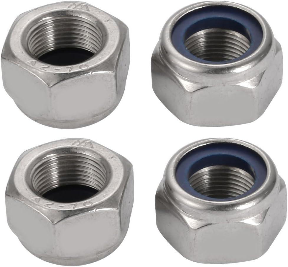 4pcs M20 x 1.5mm Pitch Metric Fine Thread 304 Stainless Steel Hex Lock Nuts