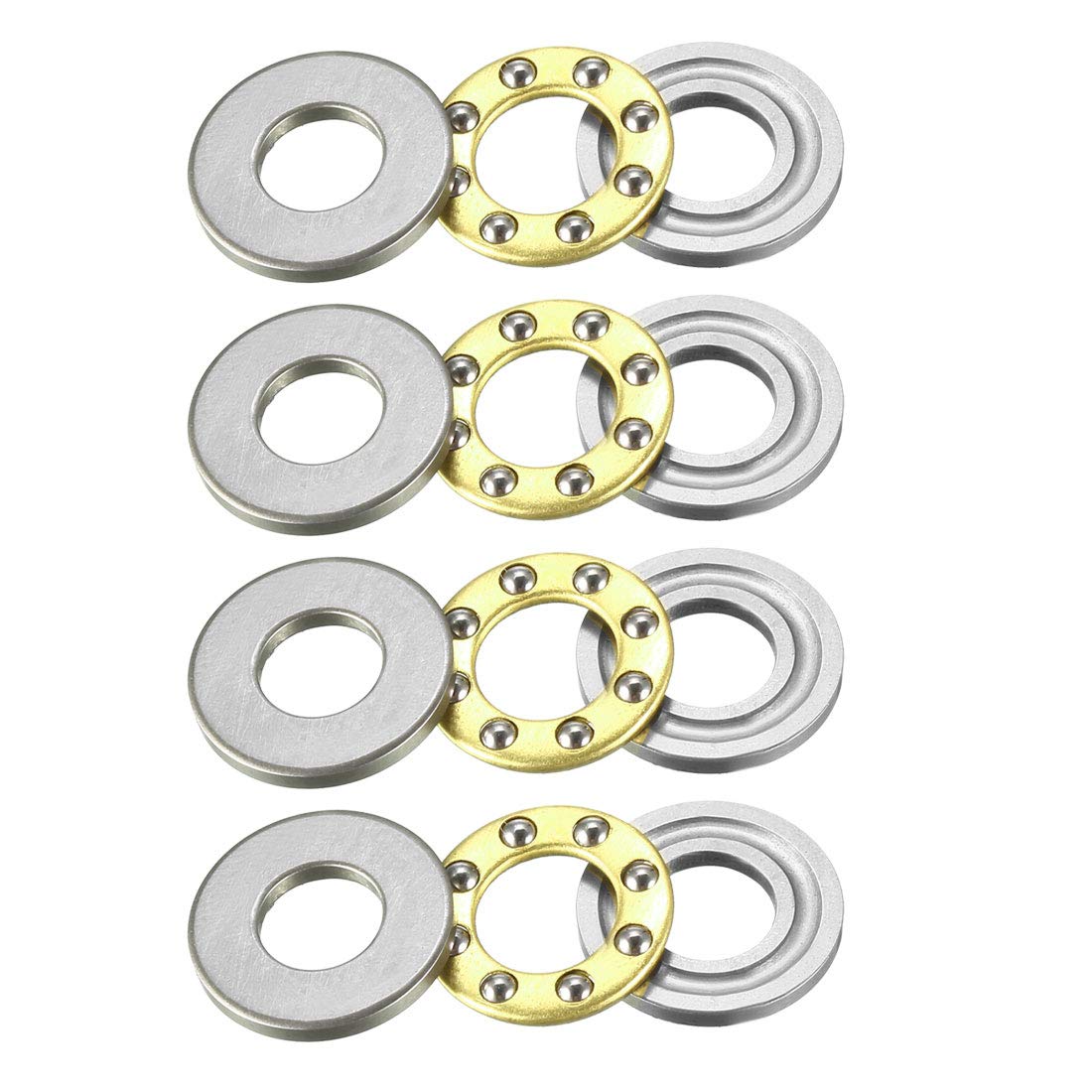 F7-15M Thrust Ball Bearings 7mm x 15mm x 5mm Chrome Steel Single Direction 4pcs
