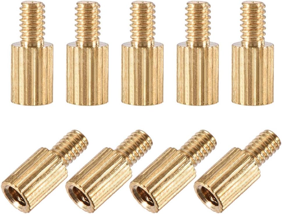 M2x4mm+4mm Male-Female Brass Cylinder Knurled PCB Motherboard Spacer Standoff for FPV Drone Quadcopter, Computer & Circuit Board 55pcs