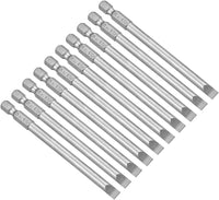 10 Pcs 6mm Slotted Tip Magnetic Flat Head Screwdriver Bits 1/4 Inch Hex Shank 4-inch Length S2 Power Tool