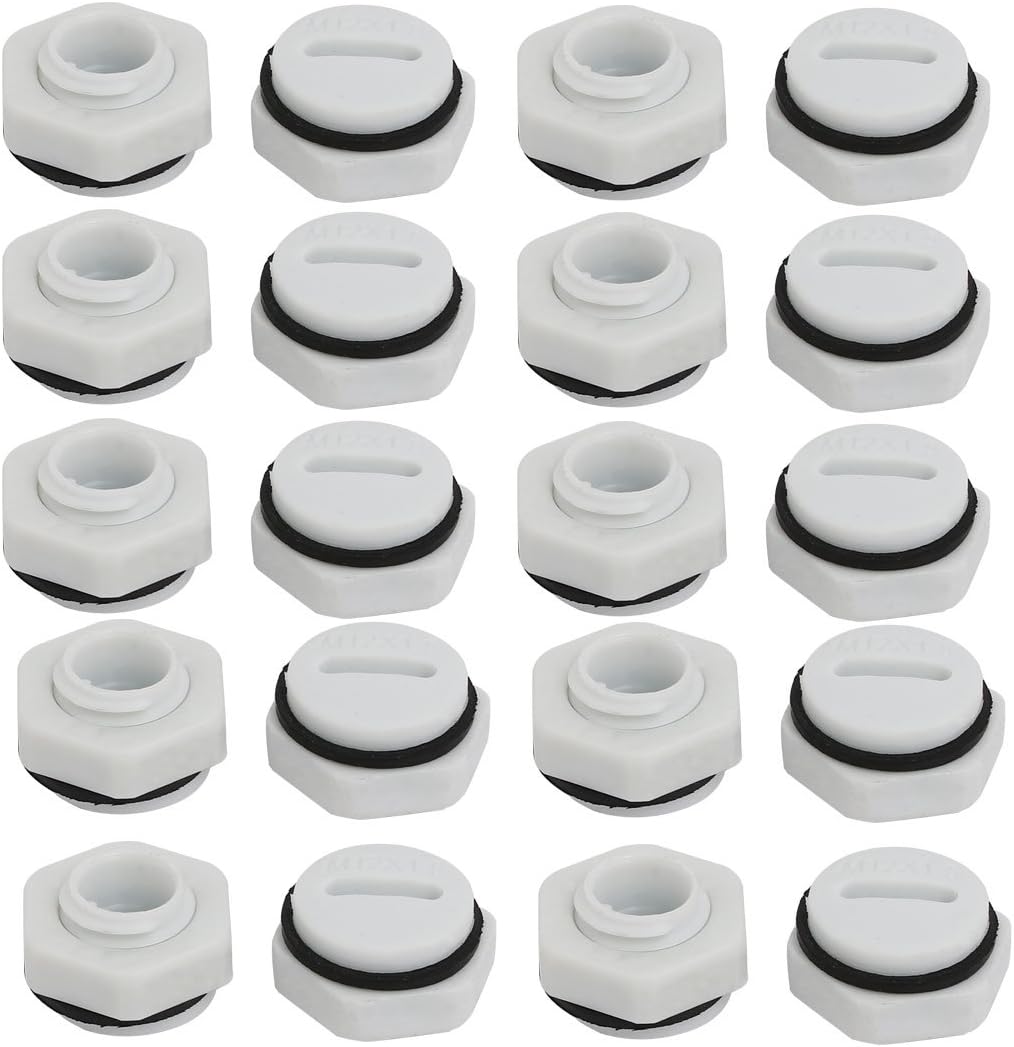 M12 Nylon Male Threaded Cable Gland Screw End Cap Cover Gray 20pcs