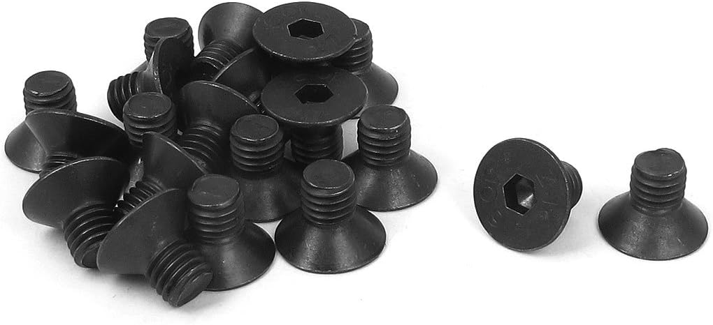 M8 x 12mm Metric Hex Socket Countersunk Head Screw Bolts Black 20PCS
