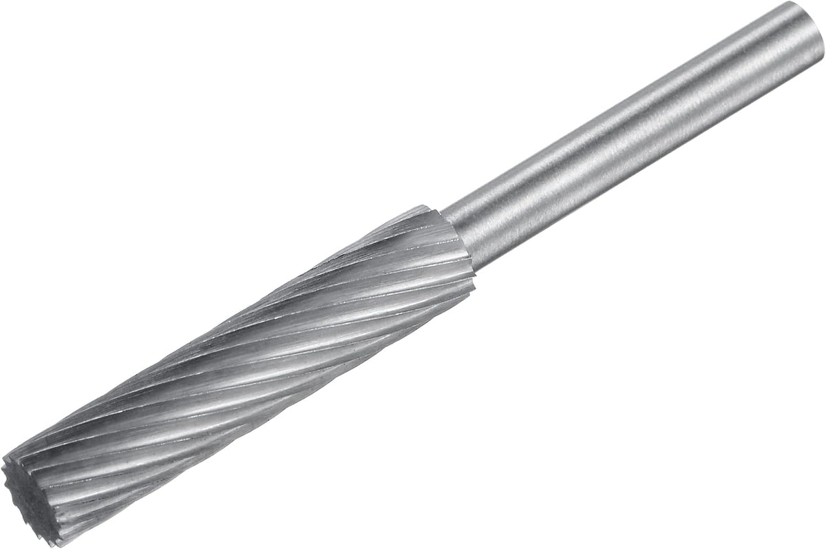 Tungsten Carbide Rotary Files 1/6" 4mm Shank, 1/4" 6mm Cutting Dia Single Cut Cylinder Grinding Cutter Tools for Wood Soft Metal Polishing Carving
