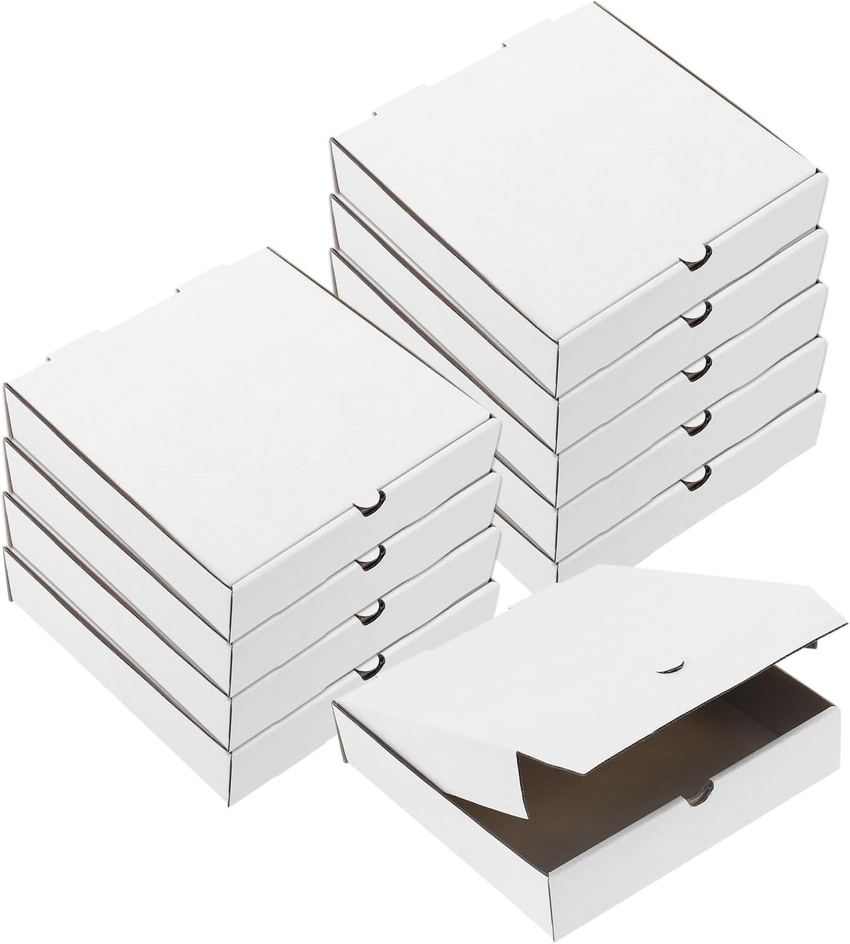 Pizza Box, 10pcs 6 x 6 Inches - Cowhide Paper Mini Pizza Boxes, Square Corrugated Storage Container for Cake Cookies Pizza Party (White)