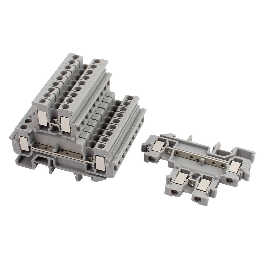 10Pcs MBKKB2.5 DIN Rail Mount Double-Level Terminal Block 500V 2.5mm2 Cable Gray