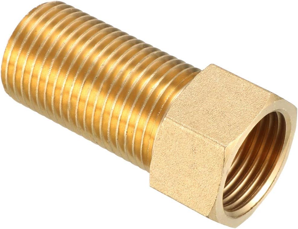 Brass Threaded Pipe Fitting G1/2 Male x G1/2 Female Adapter 50mm Length