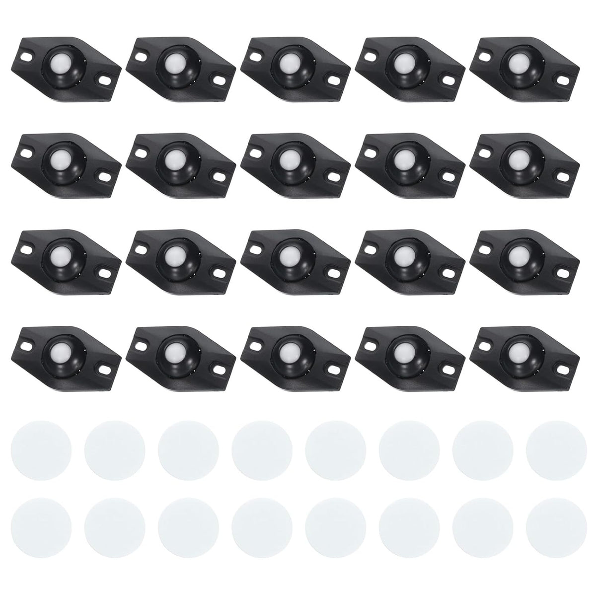 24 Pcs Self Adhesive Caster Wheels, 360 Degree Rotation Mini Caster Swivel Rollers Universal Sticky Swivel Wheels for Furniture Storage Bins Trash Can (Black, 1 Nylon Rolling Ball)