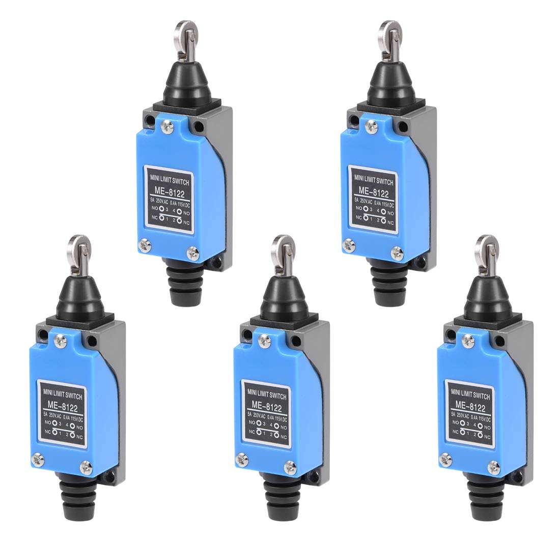 ME-8122 Cross Roller Plunger Momentary Limit Switch 1NC+1NO 5Pcs for CNC Mill 3D printer Door Switch