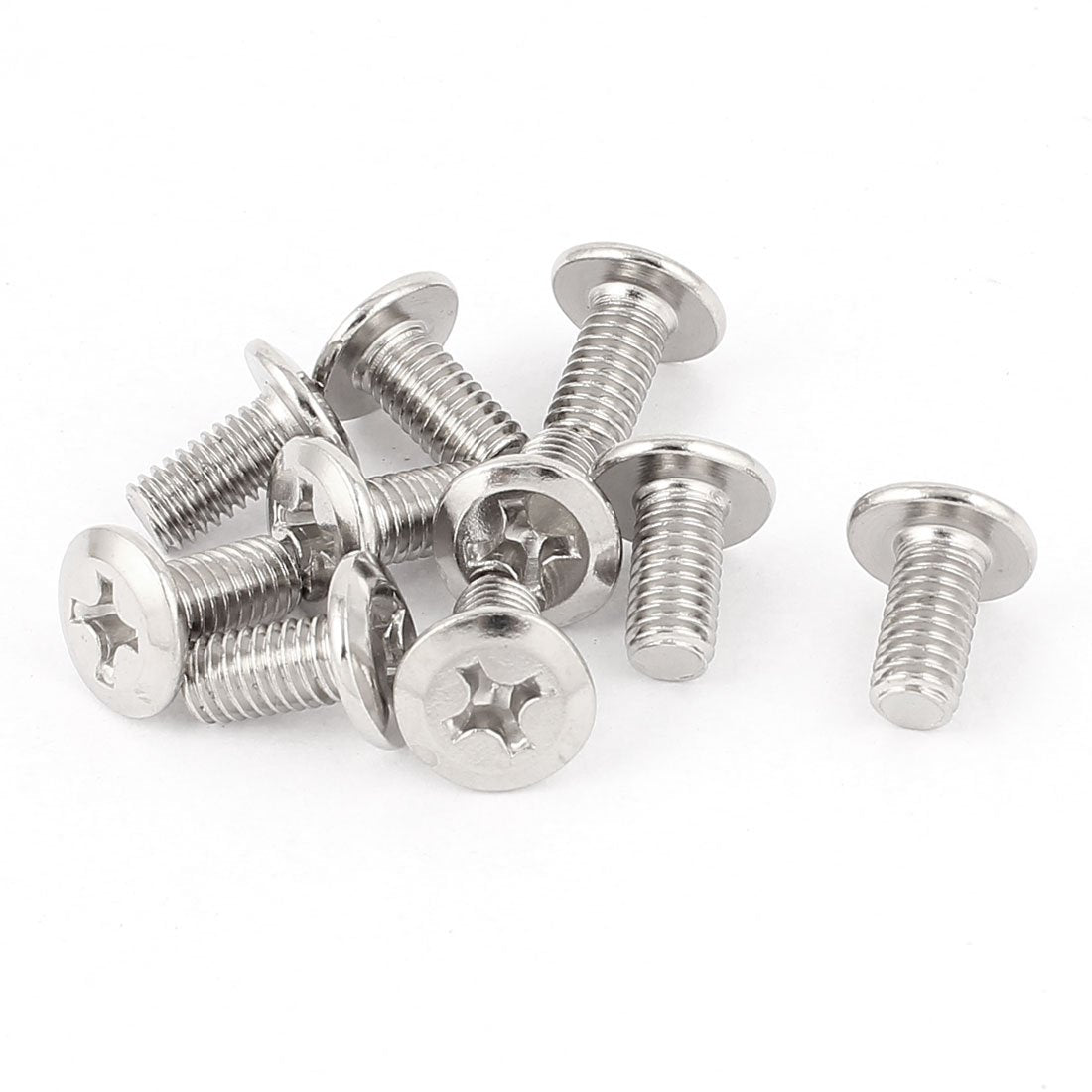 M6x12mm Male Thread Phillips Flat Head Bolt Screw Suitable for Double Bed Furniture TV Rack Wall Hanging 10pcs