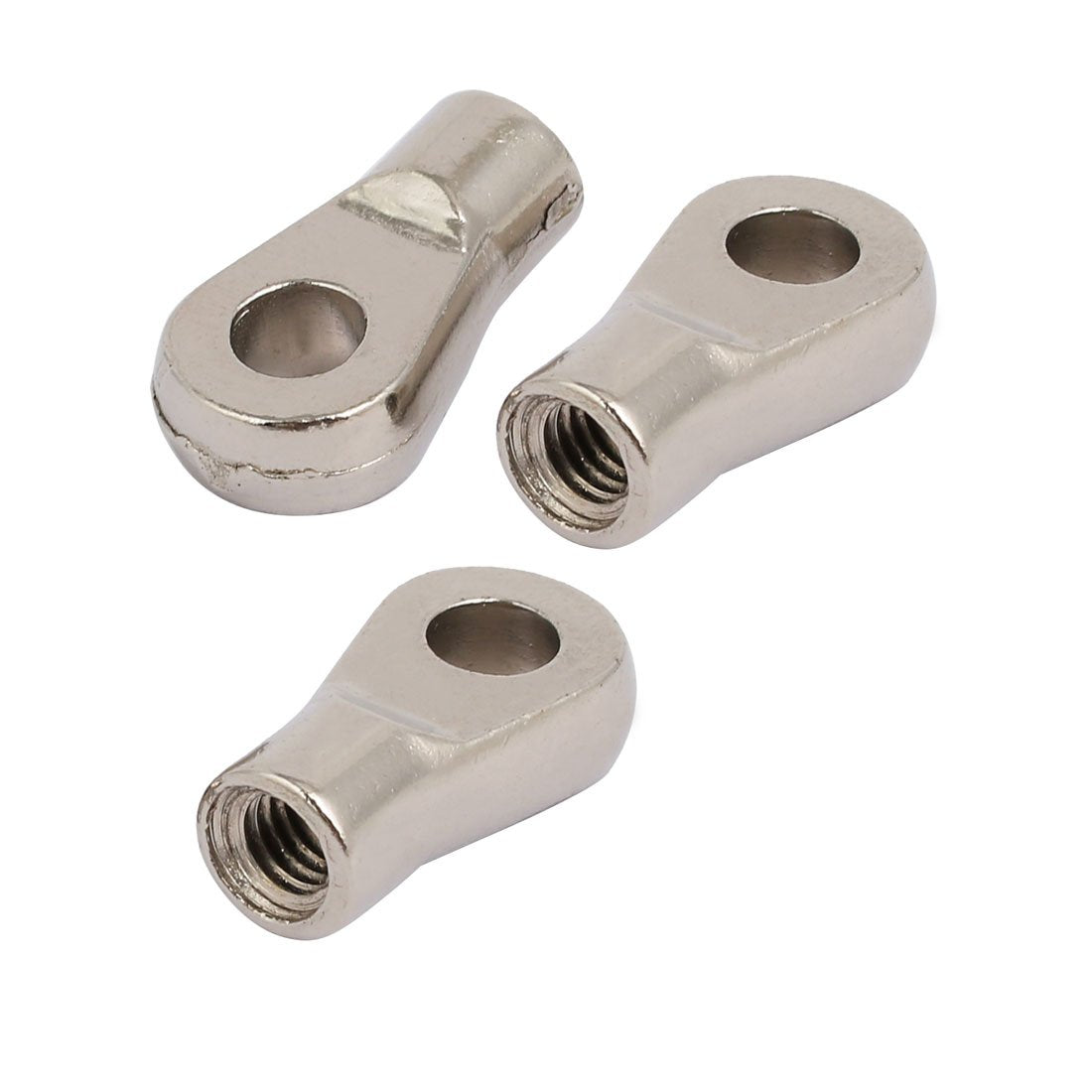 M6 Female Thread 6mm Hole Dia Steel Gas Spring End Fitting Silver Tone 3pcs