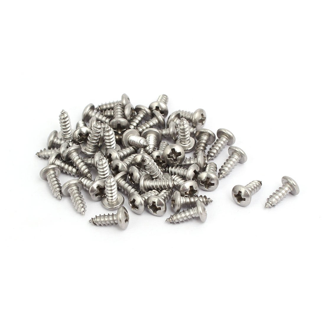 M3.5x10mm 304 Stainless Steel Phillips Round Pan Head Self Tapping Screws 50pcs