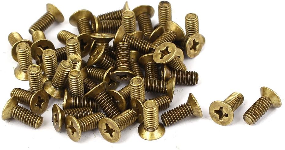 M4 x 0.7mm Pitch GB819 Fasteners Countersunk Screws Brass Tone 50 Pcs