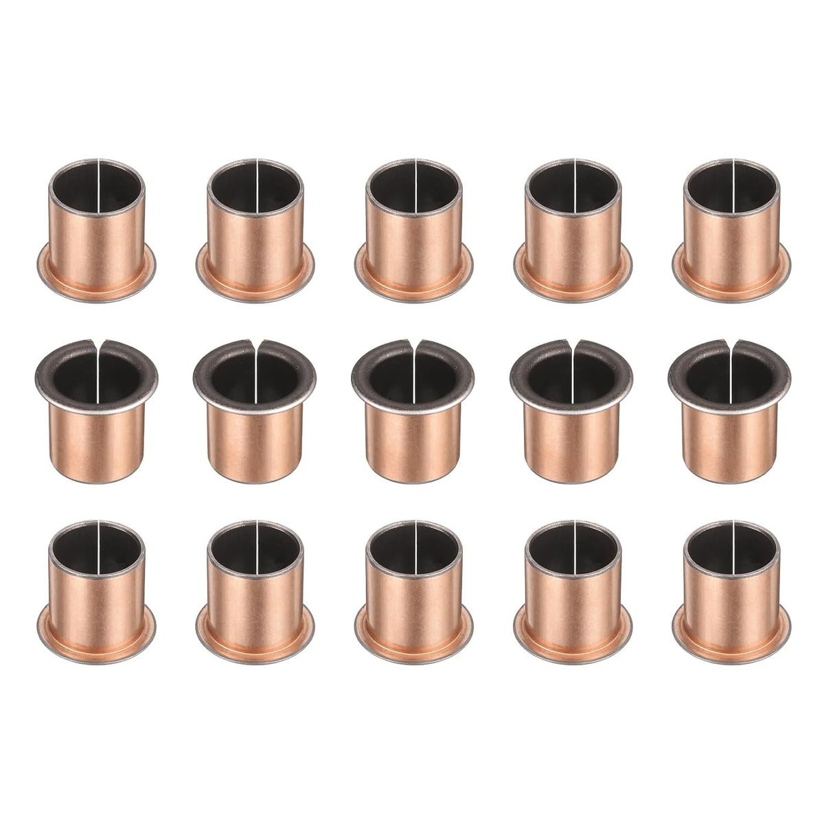 15Pcs Flanged Sleeve Bearings, 20mm Bore x 23mm OD x 30mm Length x 30mm, Sintered Bronze Wrapped Oilless Bushings