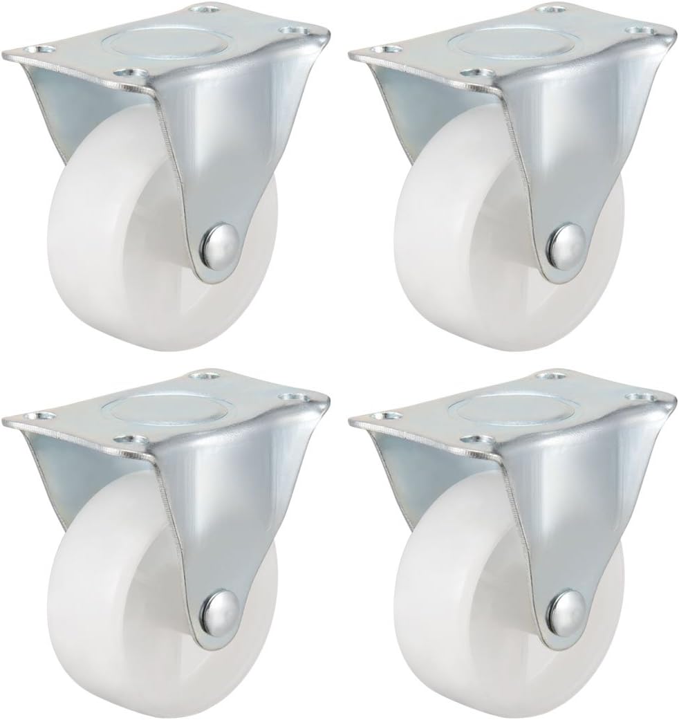Caster Wheels 2" Polypropylene with Top Plate 44LBS Capacity for Furniture Carts Workbench, White, Pack of 4