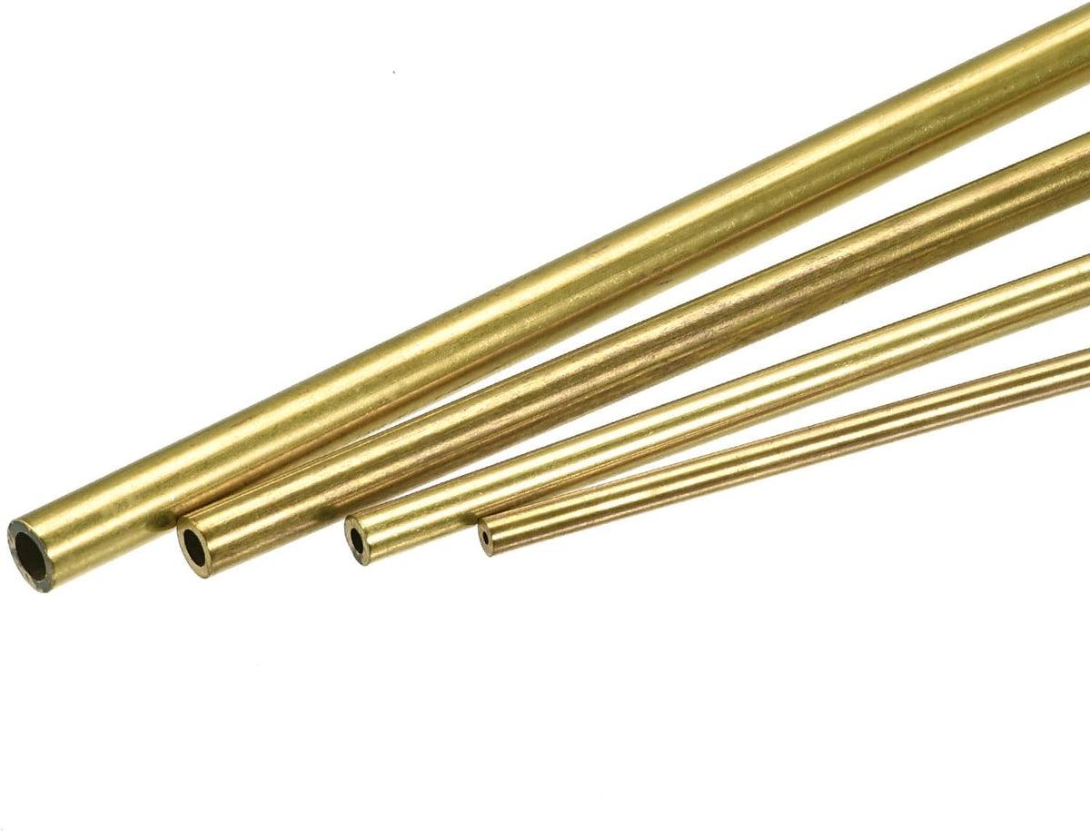 Brass Tube, 3mm 4mm 5mm 6mm OD x 1mm Wall Thickness 300mm Length Metal Tubing, Pack of 4