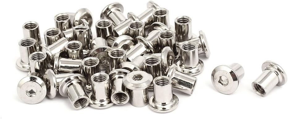 M6x10mm Female Thread Hex Socket Head Barrel Nut Furniture Fittings 40pcs