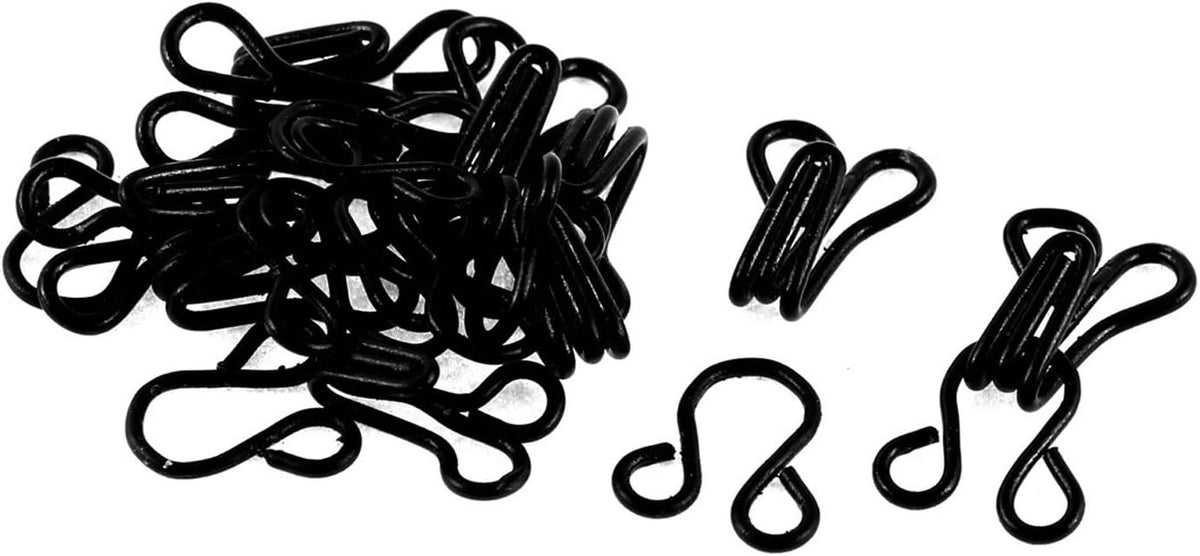 LinkMejor Underwear Collar Clips Hook Eye Clasp Buttons 1.8 x 1cm 10Sets Black