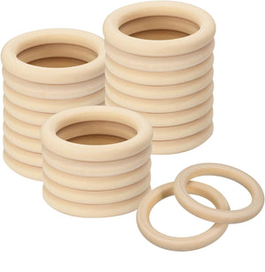 25Pcs Natural Wood Rings, 65mm/2.6inch Unfinished Smooth Macrame Circles Wooden Ring for Crafts DIY Projects Macrame Jewelry Pendant Making (10mm Thick)