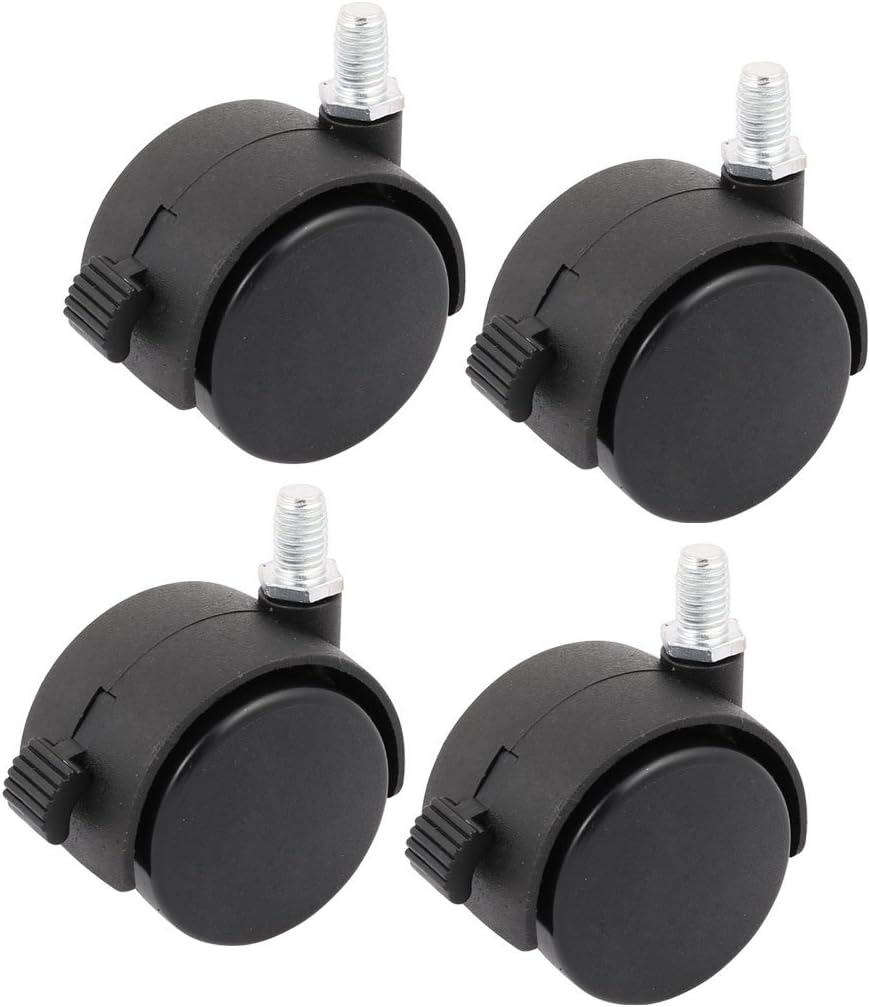 2-inch Twin Nylon Wheel M10 Threaded Stem Connector Brake Swivel Caster 4pcs