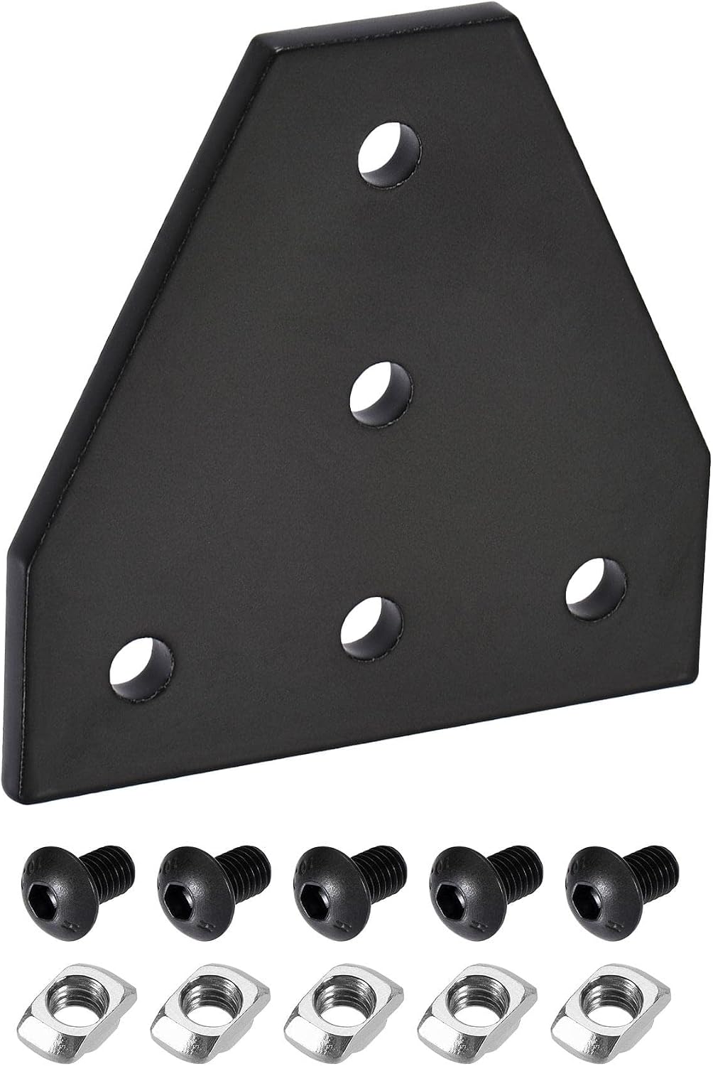 Corner Bracket Plate T Shape 60x60mm 5-Hole Outside Joint Kits 2020 Aluminum Profile with T Nuts and Hex Socket Screws Black for Frame Structure